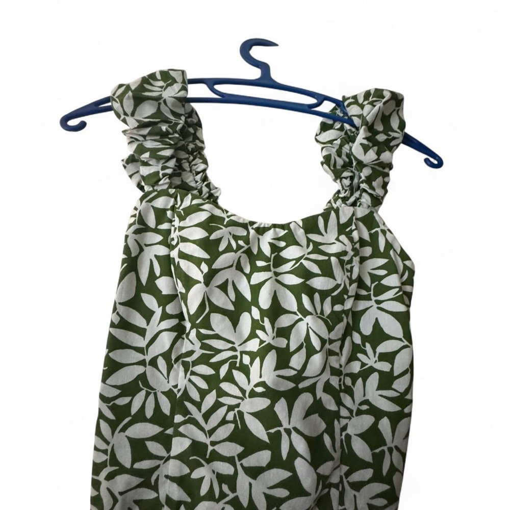 Abercrombie & Fitch Olive Green and White Floral Blouse